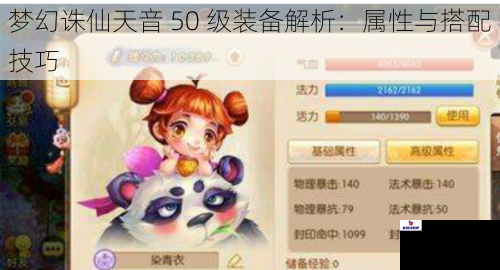 梦幻诛仙天音 50 级装备解析：属性与搭配技巧