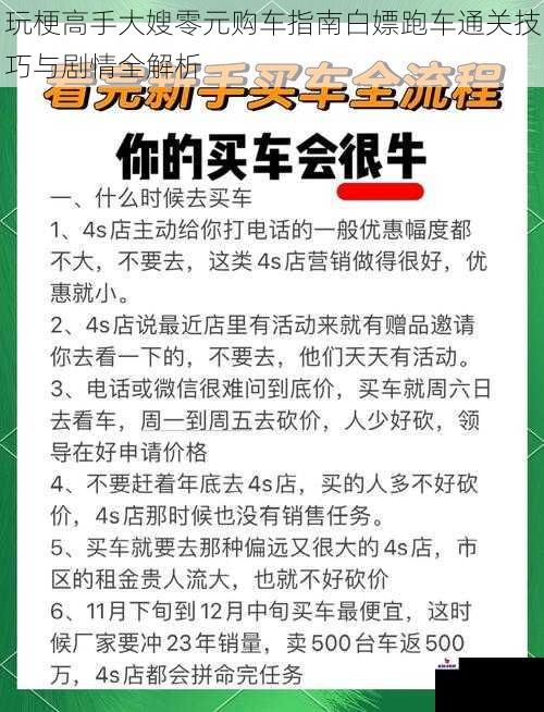 玩梗高手大嫂零元购车指南白嫖跑车通关技巧与剧情全解析