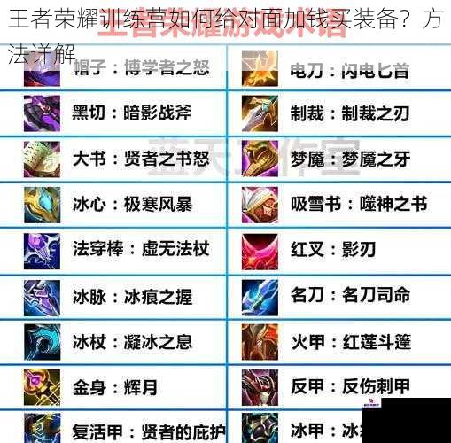 王者荣耀训练营如何给对面加钱买装备?方法详解