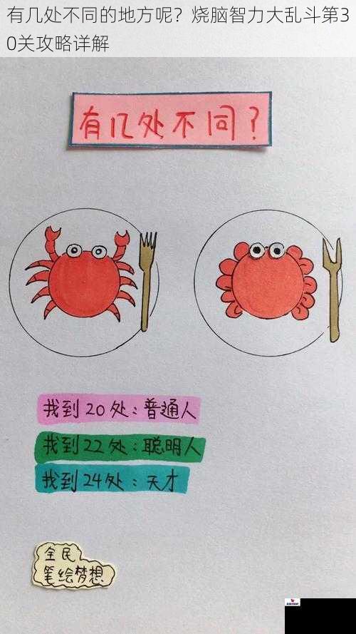 有几处不同的地方呢?烧脑智力大乱斗第30关攻略详解