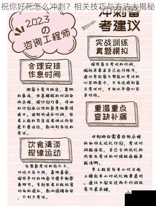 祝你好死怎么冲刺？相关技巧与方法大揭秘