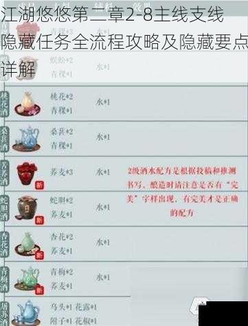 江湖悠悠第二章2-8主线支线隐藏任务全流程攻略及隐藏要点详解