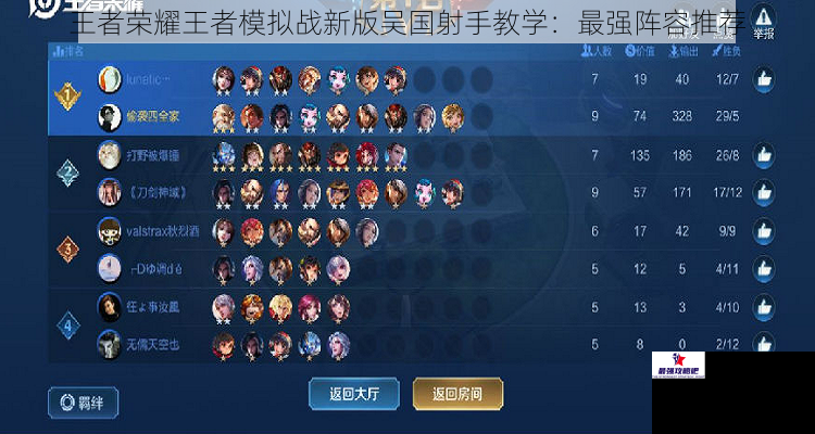 王者荣耀王者模拟战新版吴国射手教学：最强阵容推荐