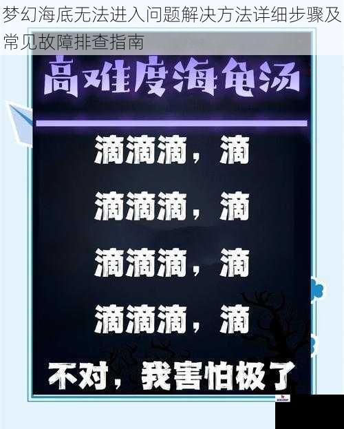 梦幻海底无法进入问题解决方法详细步骤及常见故障排查指南