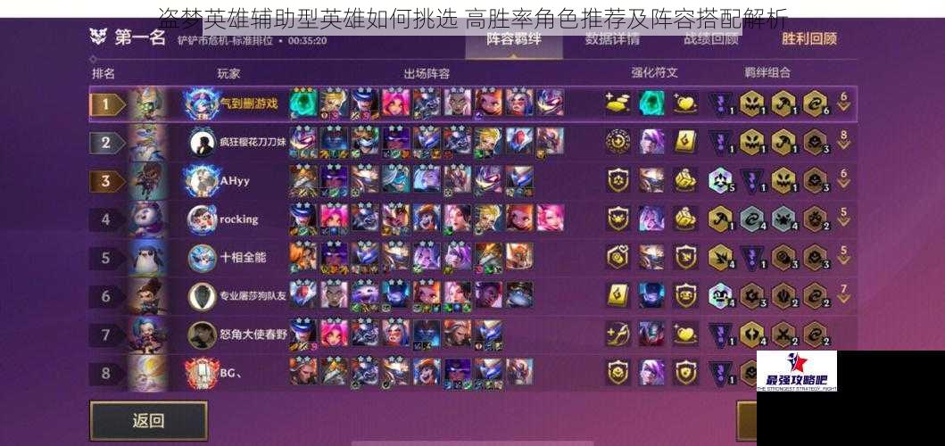 盗梦英雄辅助型英雄如何挑选 高胜率角色推荐及阵容搭配解析