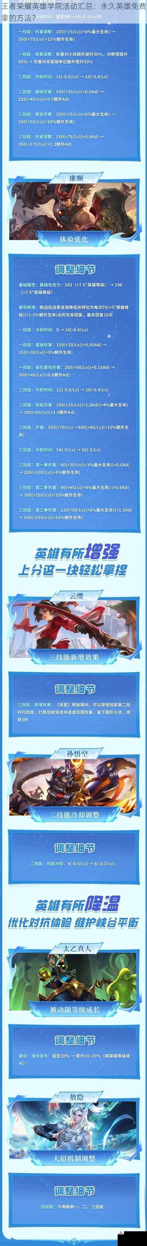 王者荣耀英雄学院活动汇总：永久英雄免费拿的方法？