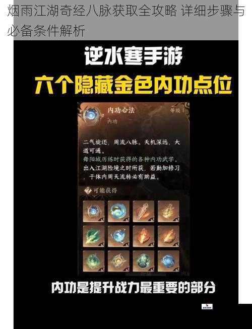 烟雨江湖奇经八脉获取全攻略 详细步骤与必备条件解析