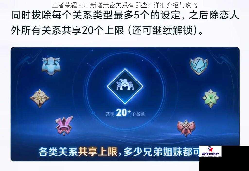王者荣耀 s31 新增亲密关系有哪些？详细介绍与攻略